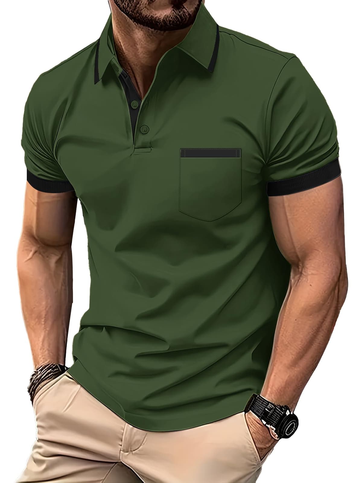 zitysport Polo Hombre Manga con Bolsillo en el Pecho Golf Polo Transpirable de Secado Rápido Poloshirt Deporte Hombre Slim Fit Tshirt Verano Camisa Hombre — view 8