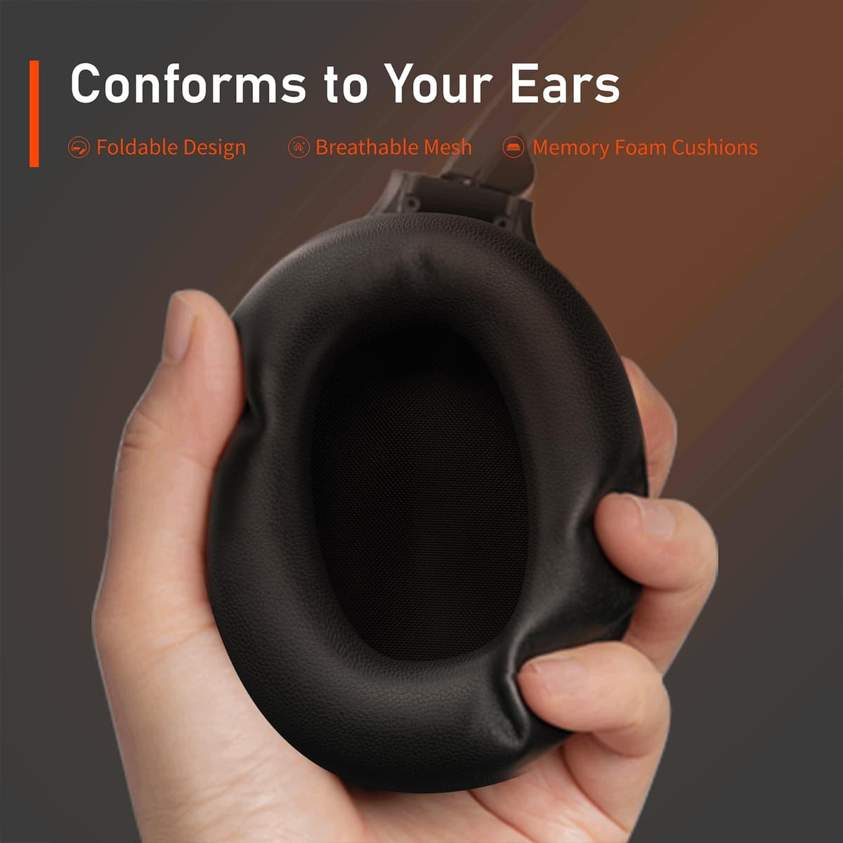 Rebocico Active Noise Cancelling Headphones, Wireless Bluetooth Over-Ear Headphone with Microphone,120H Playtime, Foldable Overhead Headphones with Deep Bass, Fast Charging for Home Travel Office — view 5
