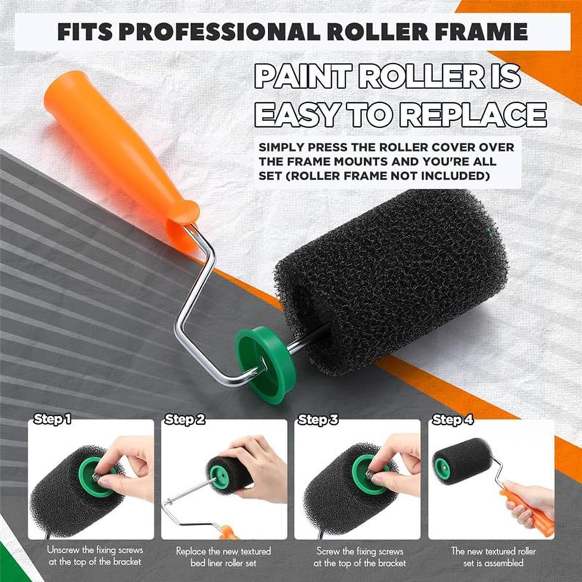 Wall Paint Roller, Painting Roller Tool Kit, 10 Piece Applicator Set, Hand Tools with Replacement Covers, Ideal for Home Improvement Projects, 10.63x3.54x5.31 inches — view 8