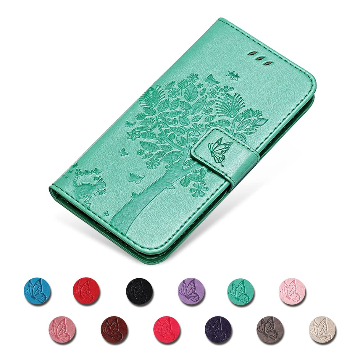 Funda para Xiaomi Redmi 9A / Redmi 9AT, Funda Tapa Libro Movil de Cuero PU, Ranura para Tarjeta Plegable Billetera Carcasa para Redmi 9A / Redmi 9AT (Menta Verde) — view 3