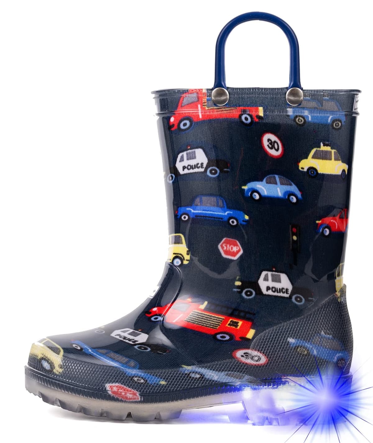 Hugrain Kids Adorable Light Up Wellies with Easy On Handles — view 7