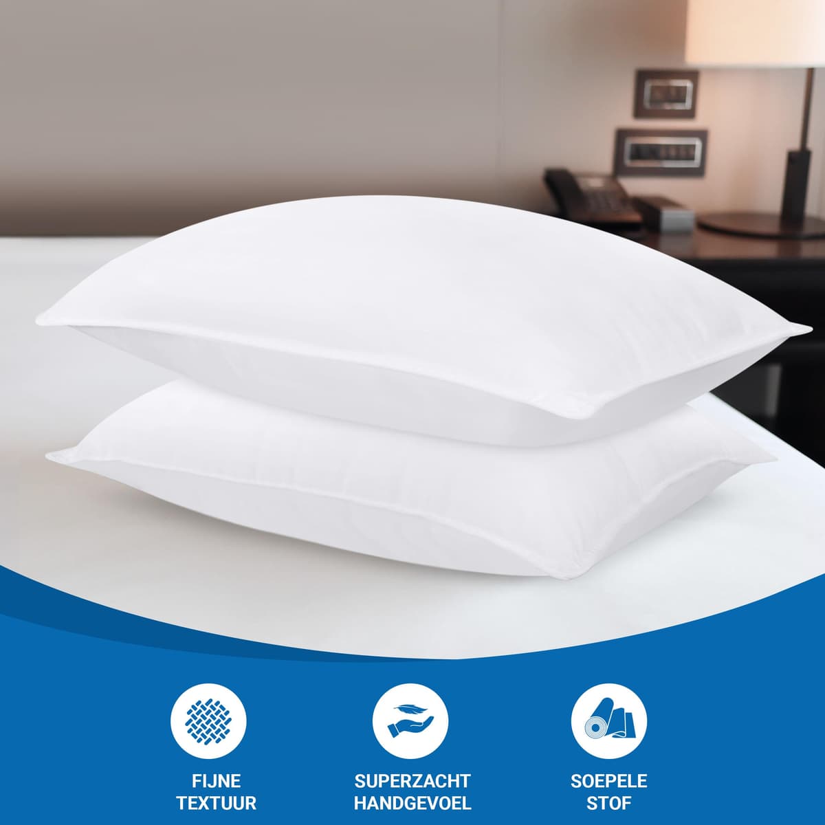 Utopia Bedding Almohadas (2 Unidades), 50 x 70 cm Almohadas de Primera, Fibra Hueca Virgen Siliconada, Almohadas Suave de Fácil Cuidado (Blanco) — view 3