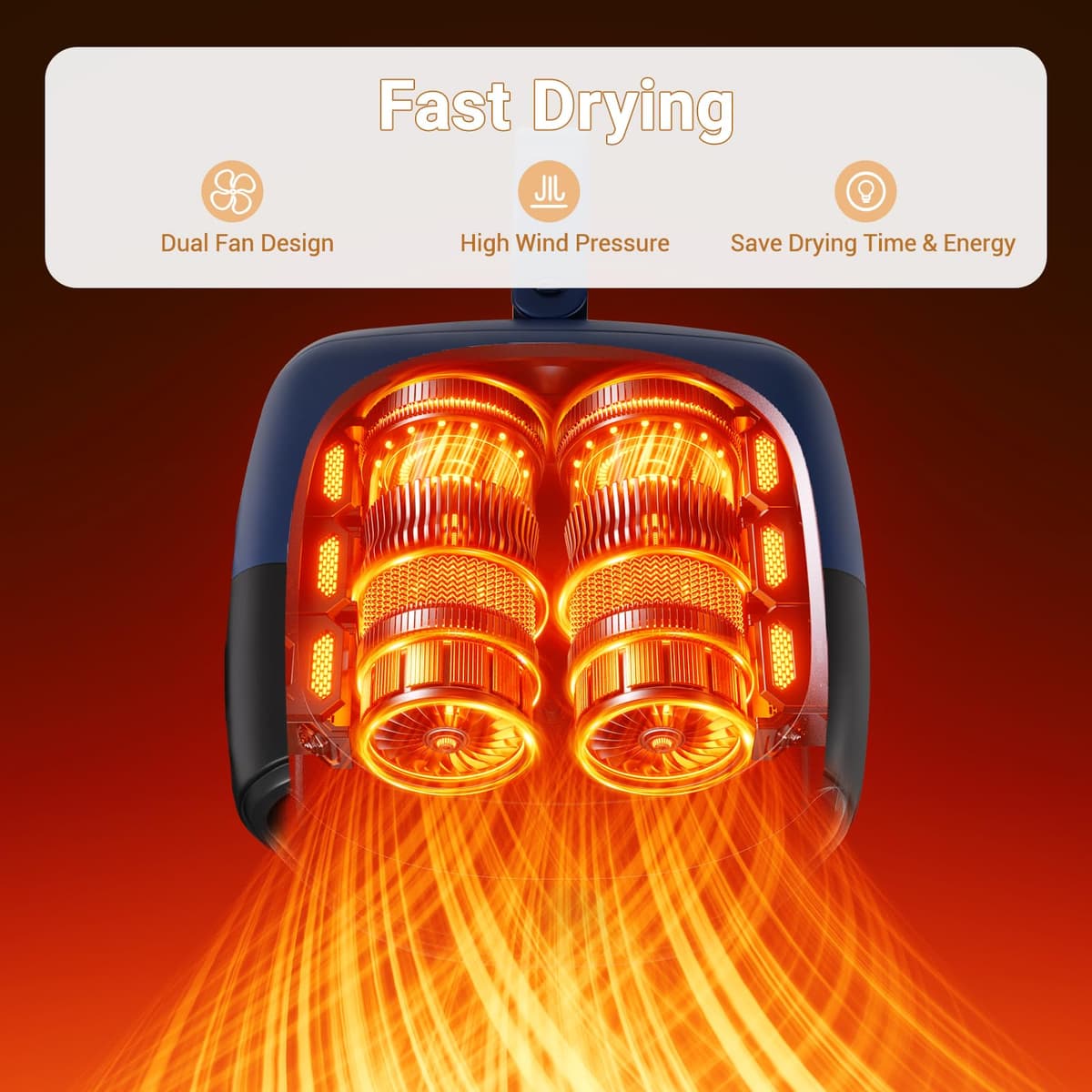 clothes dryer machine,600W portable dryer with timer,PTC heating 360° hot air circulatio technology,temperature adjustable 55℃/65℃,max 15kg for business travel, dormitories, apartments, hotels — view 6