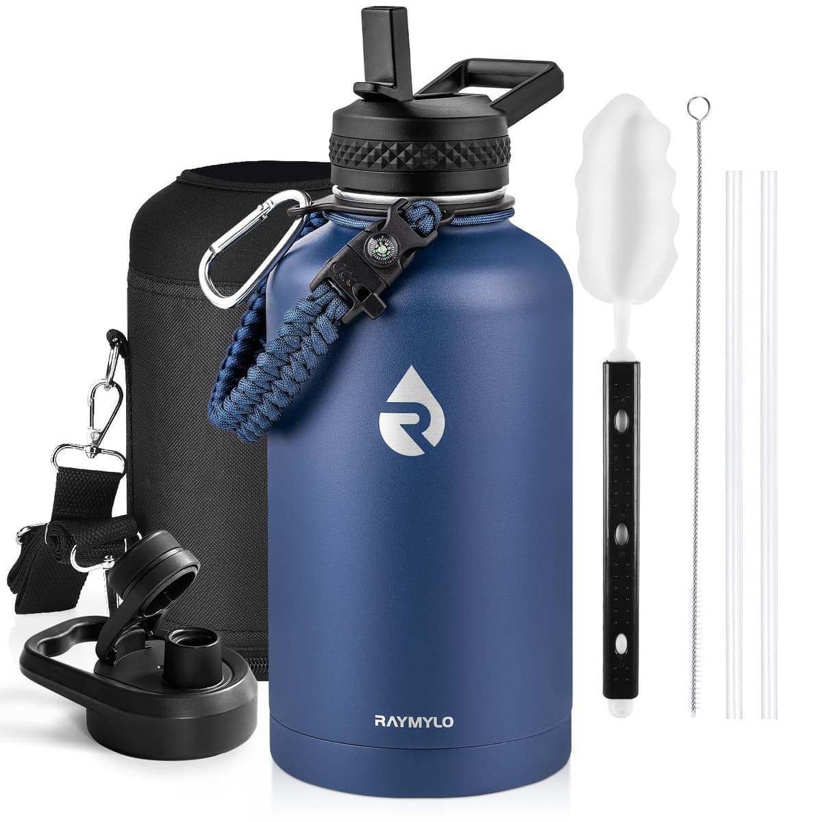 RAYMYLO One Gallon Water Bottle Insulated, Triple Walled Vacuum Stainless Steel (Cold for 48 Hrs), Leak Proof & Non-BPA, Large Water Flask Jug with Paracord Handle & Straw Spout Lids — view 94