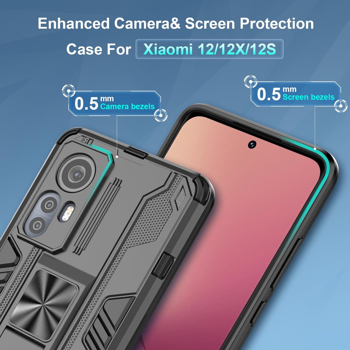Funda para CMF Phone 2 Pro, Carcasa Antigolpes con Soporte anular metálico, Case Protectora de Grado Militar, Negro — view 1753