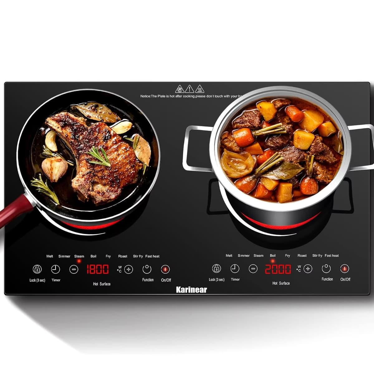 Karinear Placa Vitrocerámica 4 Fuegos, 60cm Placa Cocina con a Ampliar Placa Cocción Eléctrica, Vitroceramica Encastrable 6600W, Control Temporizador, Sin Enchufe — view 15