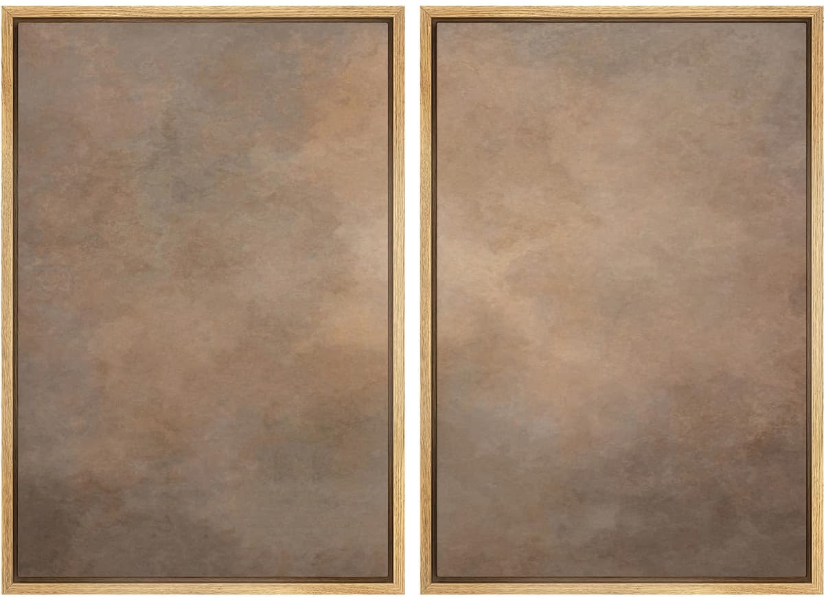 MUDECOR Framed Canvas Print Wall Art Set Watercolor Pastel Duotone Tan Landscape Abstract Shapes Illustrations Modern Art Decorative Contemporary for Living Room, Bedroom, Office - 24"x36"x2 Natural — view 131
