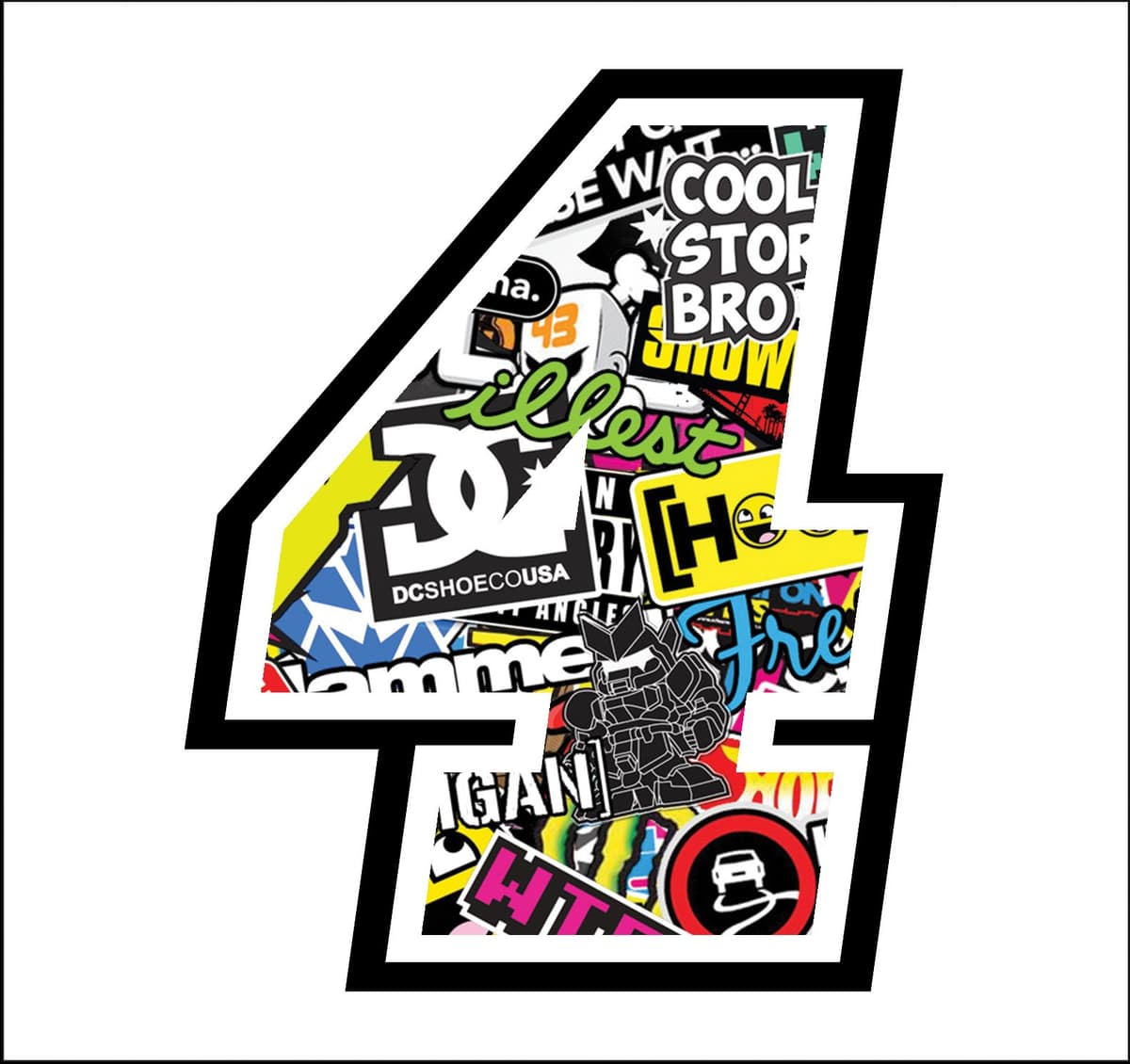 Adhesive Race número - la medida 12 cm - Cross Pista de Coches Pegatinas para Bicicletas (3, Sticker Bomb) — view 83