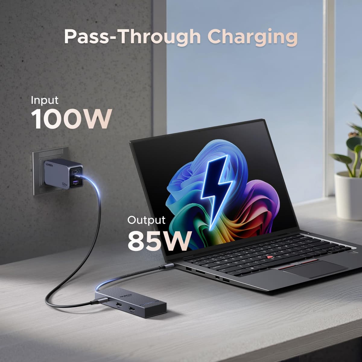 UGREEN Laptop Docking Station Dual Monitor, Revodok Pro 7-in-1 USB C Hub, Dual 4K@60Hz with 2 HDMI, 4x 10Gbps USB-A/C Data Ports, 100W PD, Aluminum USB-C Dock for Dell, HP, Thinkpad Laptops and More — view 5