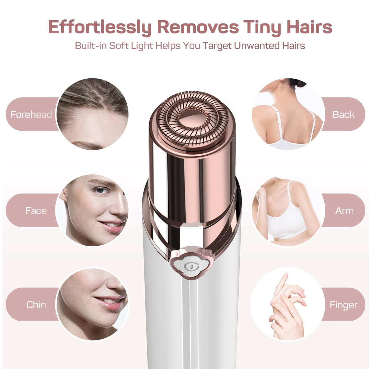 Depilación facial para mujer, maquinilla de afeitar eléctrica para mujer, recargable, dispositivo removedor de pelo para la cara incluye 2 cabezales de repuesto, cortador de cabello sin dolor — view 2