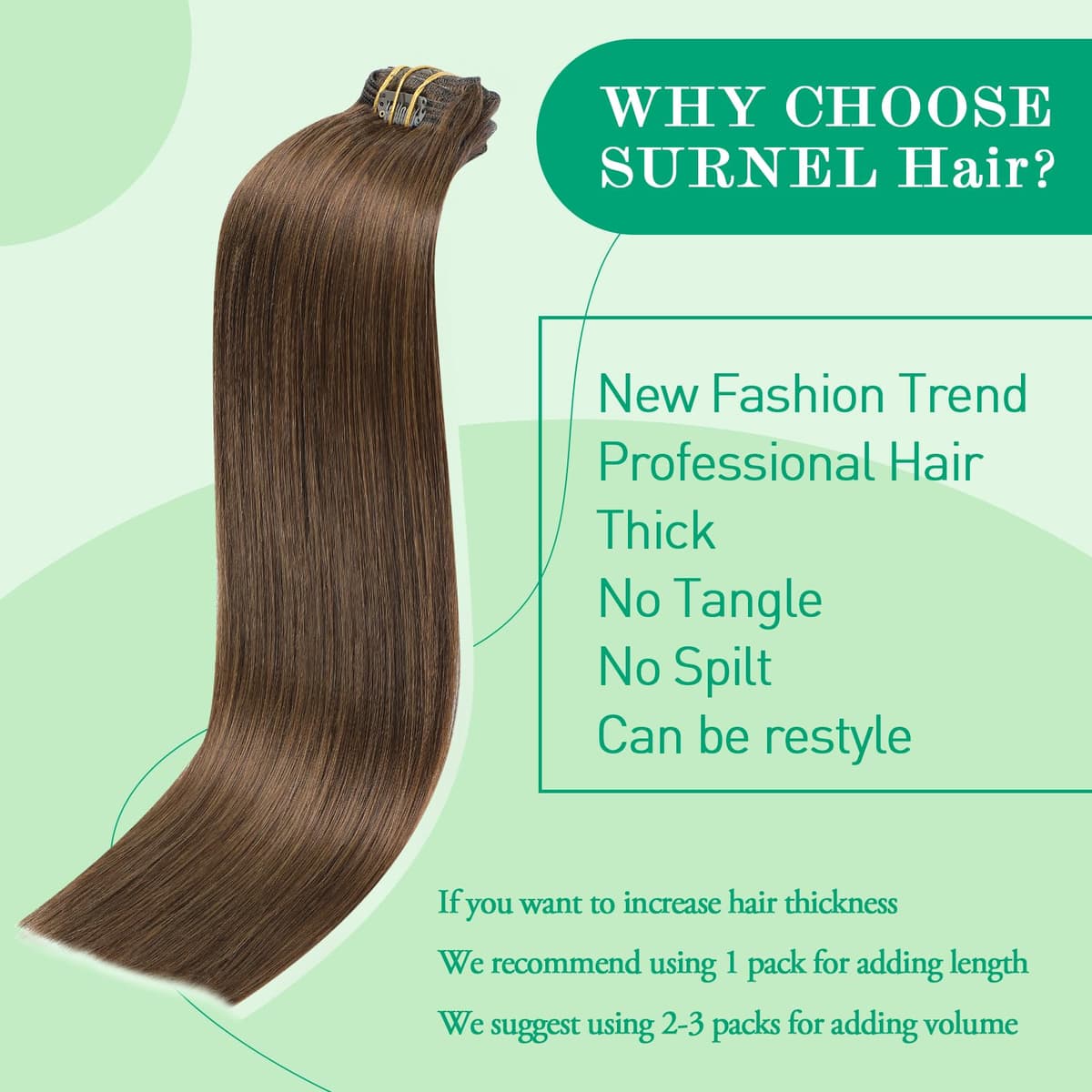 SURNEL Extensiones Clip Pelo Natural 100g 35cm 6 Piezas Castaño Chocolate Extensiones De Clip De Humano Real Extensiones Pelo Natural Remy (C#4-35cm) — view 94