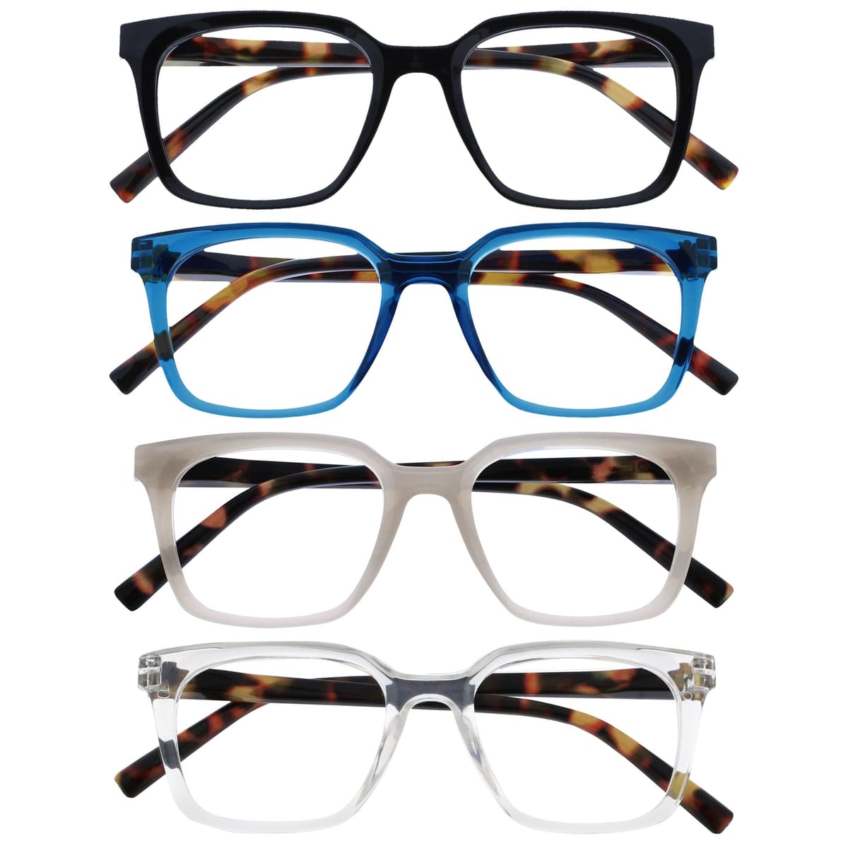 OPULIZE KOI Reading Glasses - Elegant Wide Rectangular Frame - Optimum Vision - Men Women - Spring Hinges, 1 Pack - Aqua — view 8