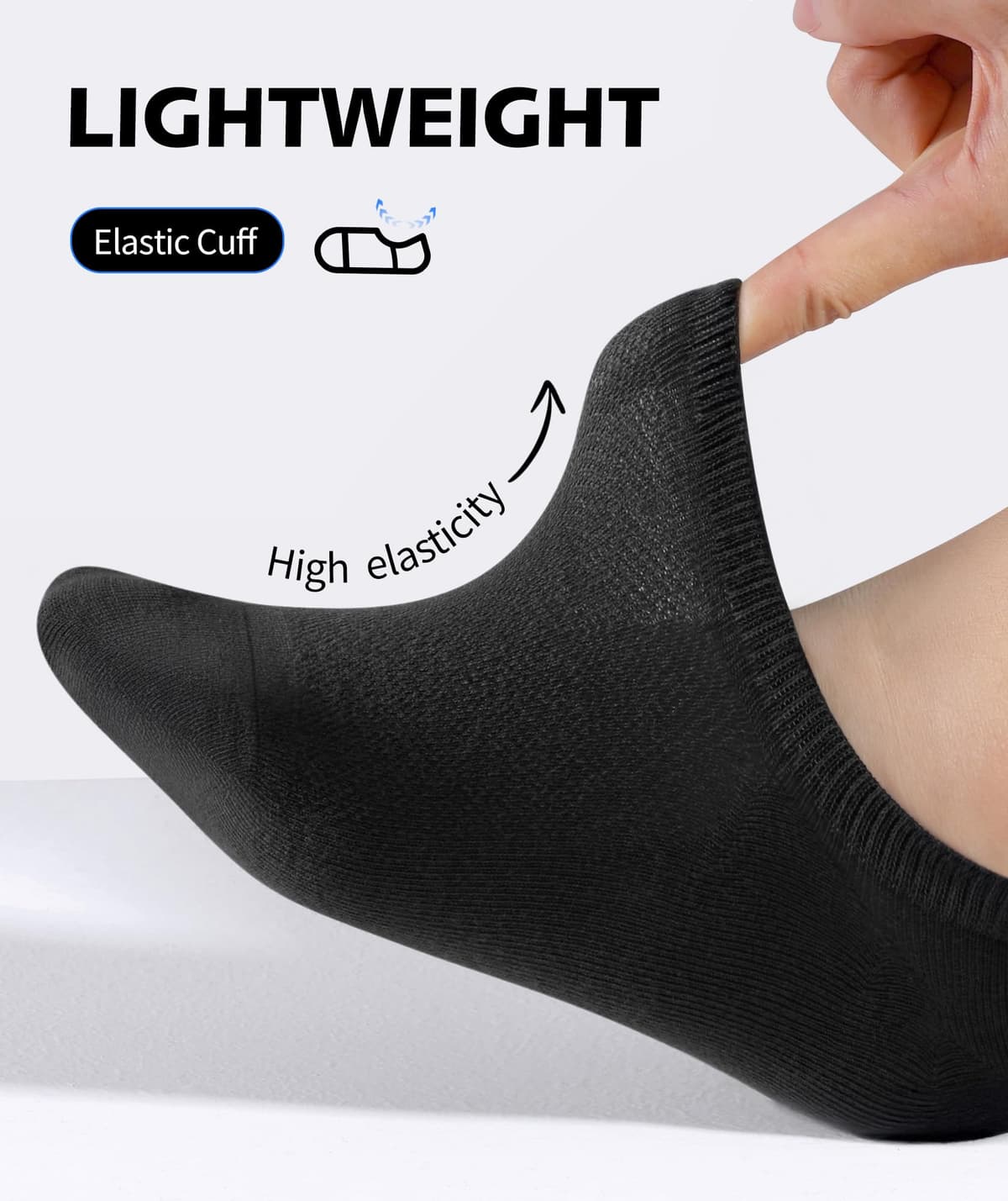 CLOSEMATE 6 Pares Calcetines Invisibles Pinkies Hombre Mujer Verano Tobilleros de Algodón Transpirables Cortos Antideslizantes Silicona Bajos Blancos Negros Gris — view 4