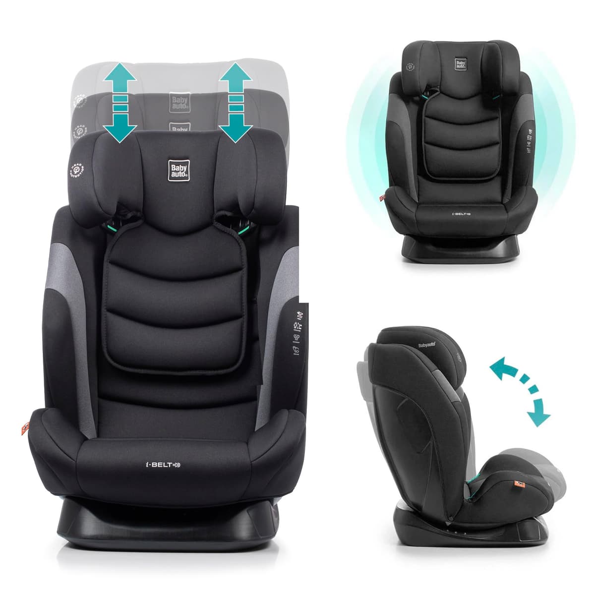 BABYAUTO – Silla de Coche Sokoa iBelt i-Size (3,5-12 Años, 100-150 cm, 15-36 kg) – Sin ISOFIX – Cinturón del Vehículo – Elevador con Respaldo – 3 Posiciones de Reclinado – Protección Lateral – Negro — view 4