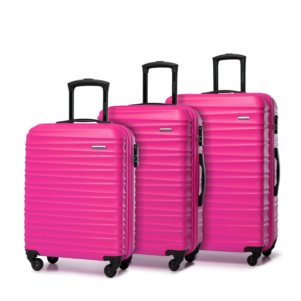 WITTCHEN Maleta Grande Trolley ABS rígido para facturación con 4 Ruedas giratorias Cerradura de combinación asa telescópica Groove Line Negro Ryanair/Vueling/Iberia/easyJet/Iberia Express — view 38