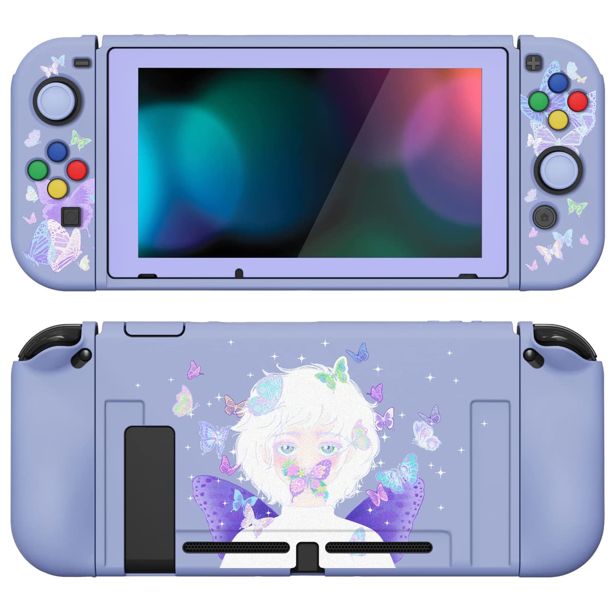 playvital ZealProtect Soft Protective Case for Nintendo Switch, Flexible Cover Protector for Switch with Screen Protector & Thumb Grip Caps & ABXY Direction Button Caps - Cherry Bunny & Cherry Bear — view 57