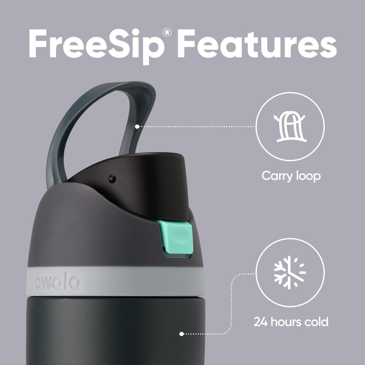 Owala FreeSip Insulated Stainless Steel Water Bottle with Straw for Sports and Travel, Leak Proof, BPA-Free, 710ml, Foggy Tide — view 2