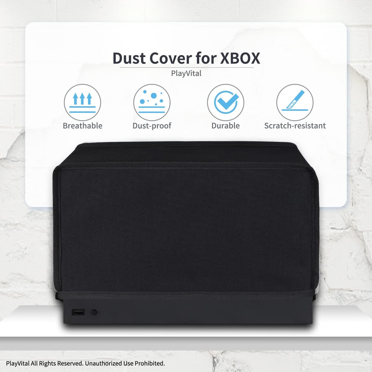 playvital Black Nylon Horizontal Dust Cover for Xbox Series X Console, Soft Neat Lining Dust Guard, Anti Scratch Waterproof Cover Sleeve for Xbox Series X Console — view 2
