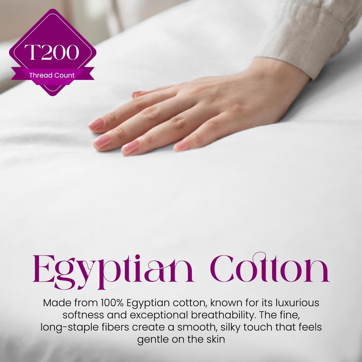 Linens World Egyptian Cotton Fitted Sheets King Size Breathable, Anti Wrinkle 30cm Deep Pocket 200 Thread Count Bed Sheets Bedding & Linen 152 X 200-CM White Bedding King Size Fitted Sheets — view 6