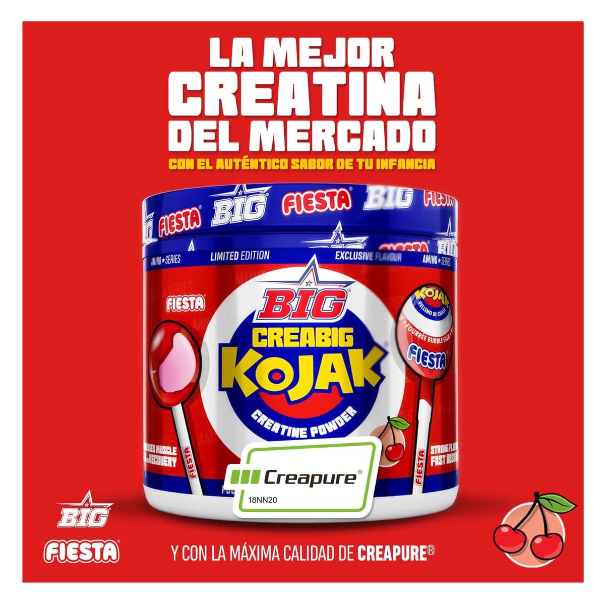 BIG - Creatina Creapure ® - Creatina Monohidratada Creapure en Polvo, Rendimiento Físico y Recuperación - Materia Prima Premium - Monohidrato de Creatina de Rápida Absorción, Vegana (250g, Kojak) — view 2