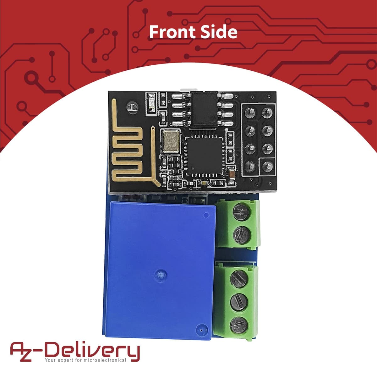 AZDelivery 5 x ESP8266-01S ESP-01S Serial Wireless WLAN WiFi Transceiver Module 80MHz 1MB Flash 5V with ESP8266 Relay Adapter compatible with Arduino Including E-Book! — view 2