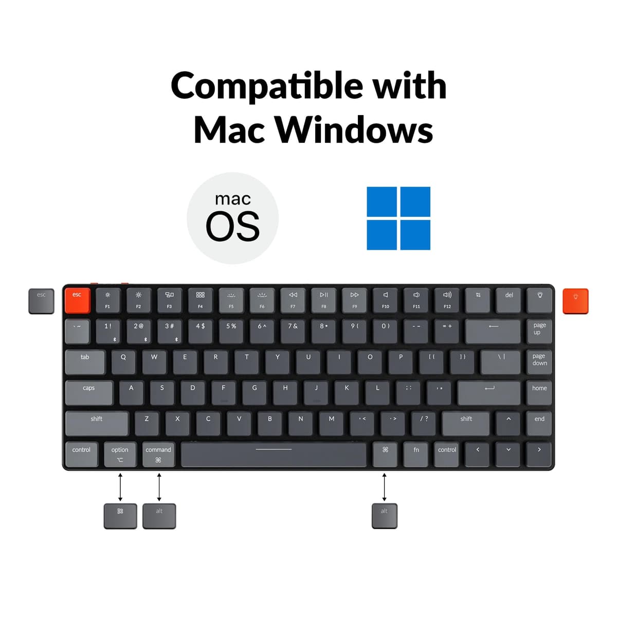 Keychron K3 Version 2, 84 Keys Ultra-Slim Wireless/Wired Mechanical Keyboard with White LED Backlit, Low-Profile Gateron Mechanical Blue Switch Compatible with Mac Windows — view 2