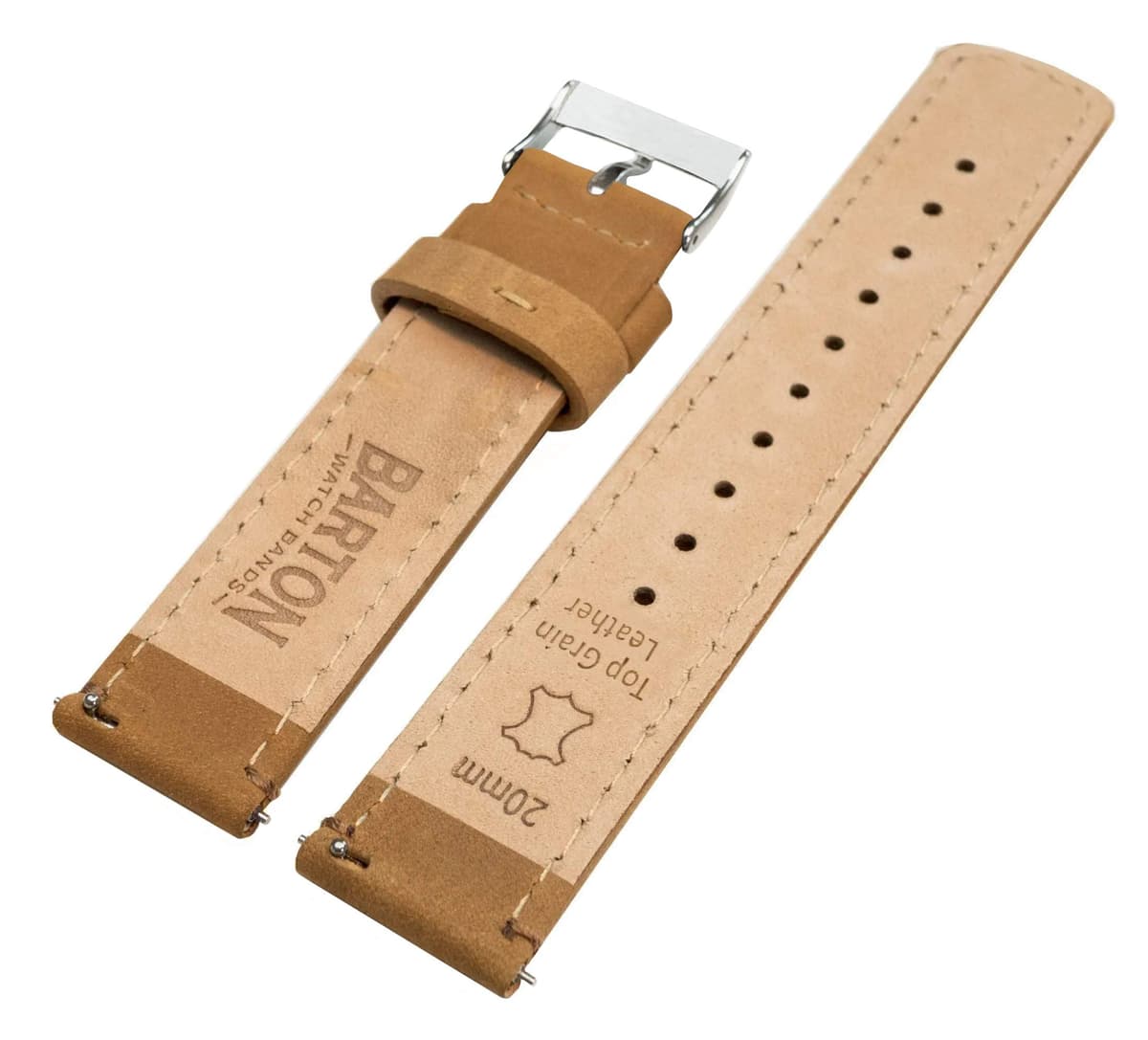 BARTON Quick Release - Top Grain Leather Watch Band Strap - Choice of Colour & Width - 16mm, 18mm, 19mm, 20mm, 21mm 22mm, 23mm or 24mm — view 4