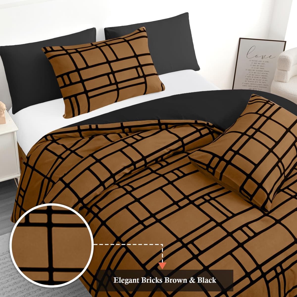 Pamposh 3 Pcs Single Duvet Cover Set with Matching Black Single Fitted Sheet 40 cm Extra Deep Pocket - UltraSoft Breathable Premium Microfibre Reversible Quilt Cover Bedding Set For All Seasons — view 46
