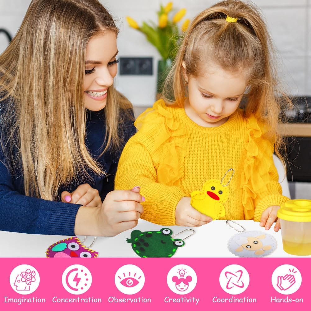 Vicloon First Sewing Kit for Kids, 12-Piece Cute Animal Keychain Sewing Craft Kits, Fun Sewing DIY Kits, Introduction to Sewing Kit for Kids Age 5-12 Learn to Sew Arts and Crafts — view 6
