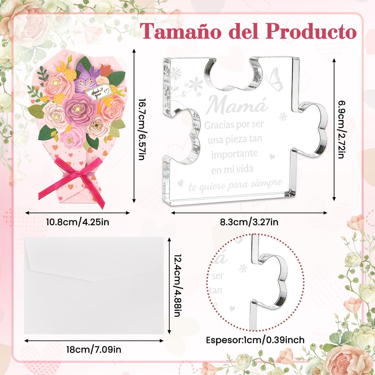 Regalos Dia de la Madre, Placa Acrílica en Forma de Puzzle, Regalo Madre Cumpleaños, Navidad, Regalos Originales para Mama, Regalo para la Madre de Hija e Hijo — view 2