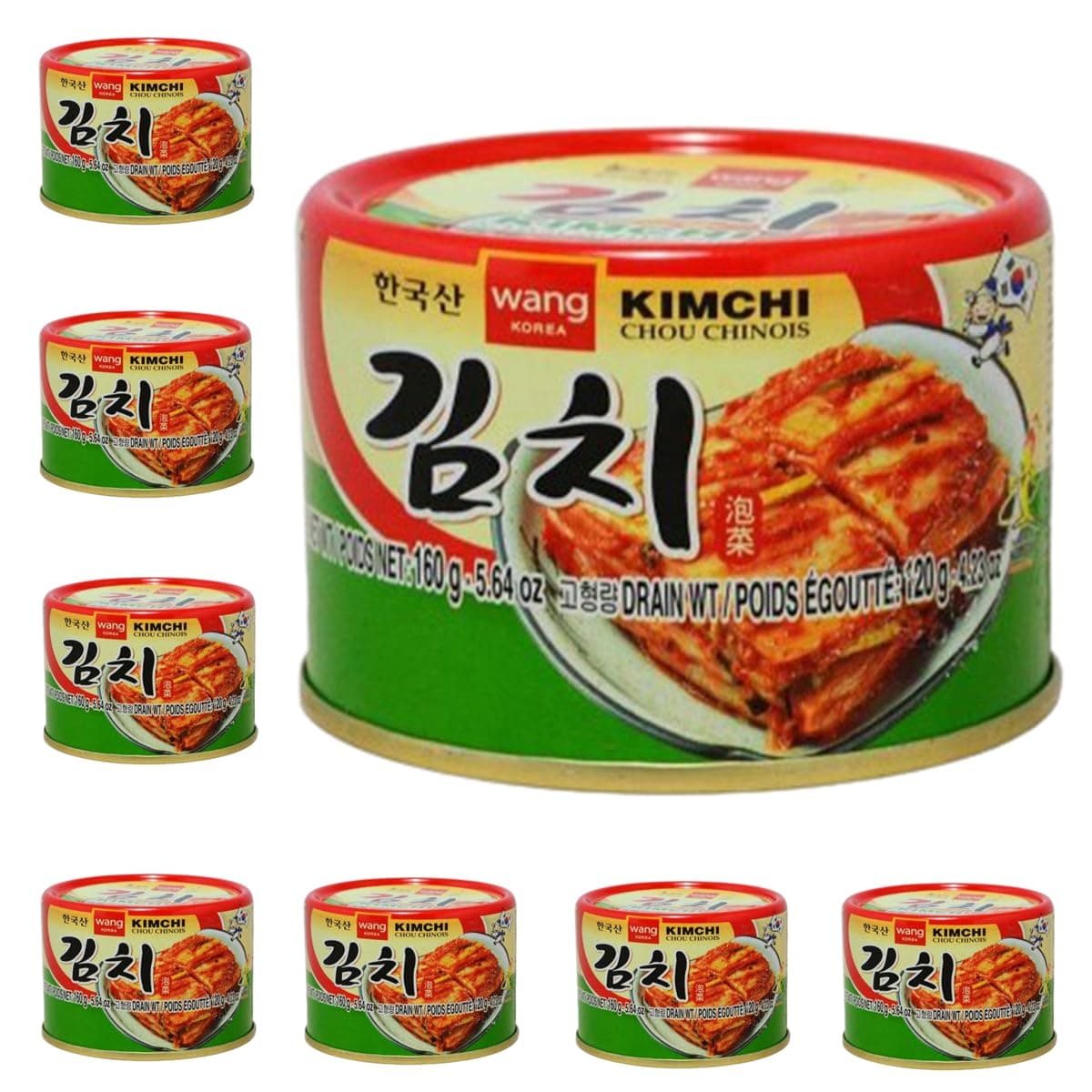 YIJIA | Kimchi Coreano Lata 160g - Una Delicia Fermentada Vegana y sin Gluten (8 Unidad)