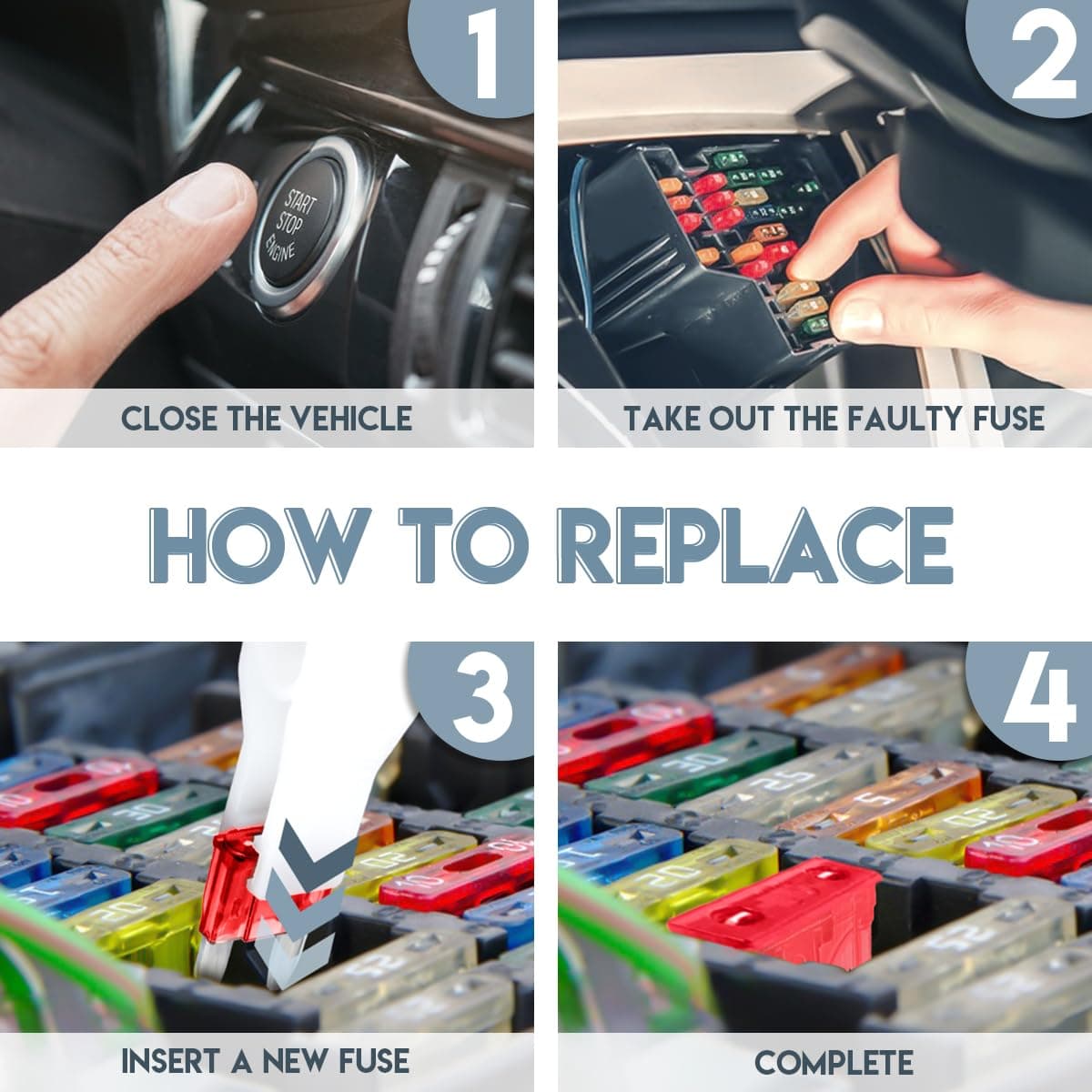 25 Piezas Fusible Mini, Fusible Plano 10A con 2 Clips de Plástico para Coche, Camión y Moto — view 5