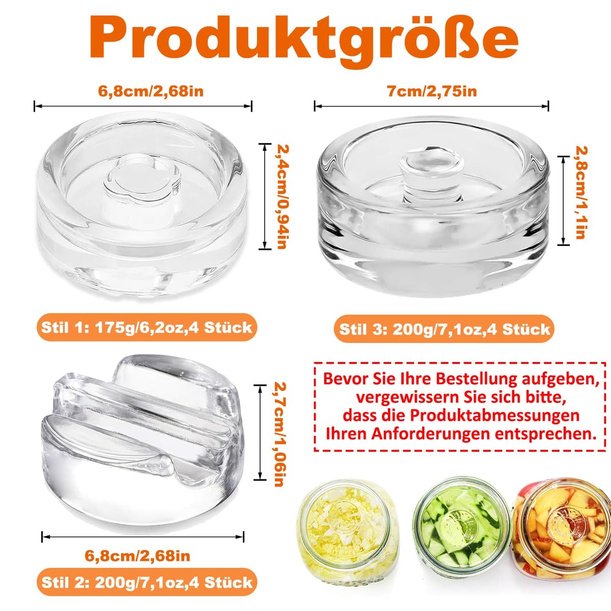 Pesos de Fermentación, 4 Piezas de Piedra de Peso, Pesas para Tarros de Conserva de Pepino, Pesas de Vidrio para Fermentación Ø 7cm,Pesas de para Fermentar Verduras en Salmuera — view 2