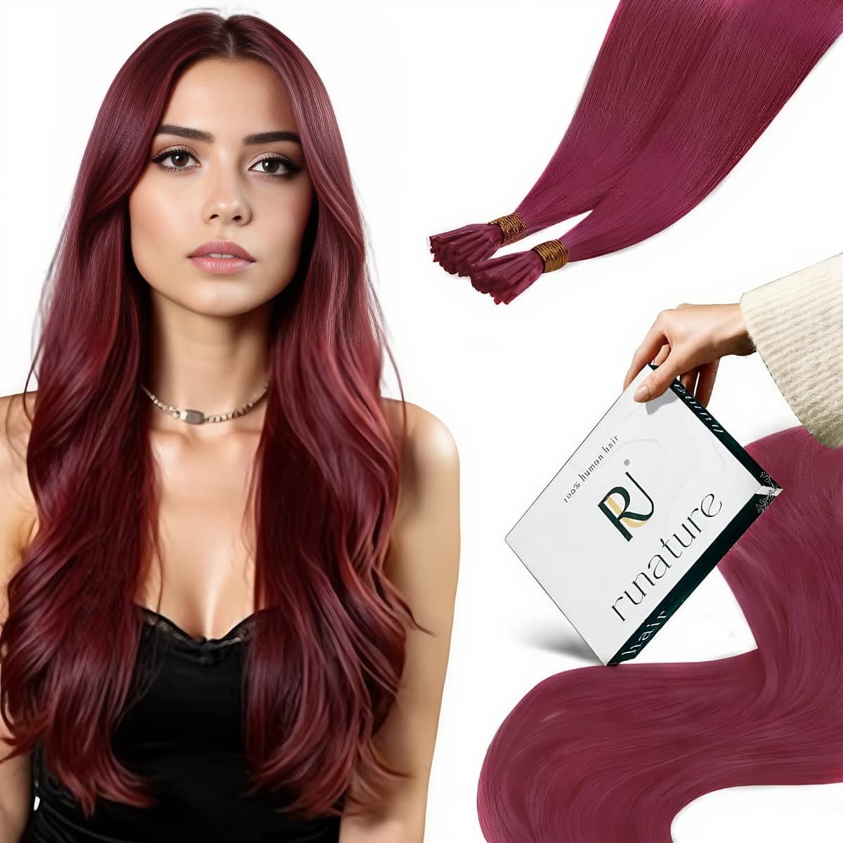RUNATURE 18 Inch Nano Beads Hair Extensions Real Human Hair Ice Blonde Nano Hair Extensions Real Human Hair White Blonde Invisible Nano Rings Straight Remy Hair 50g 50s #800 — view 48