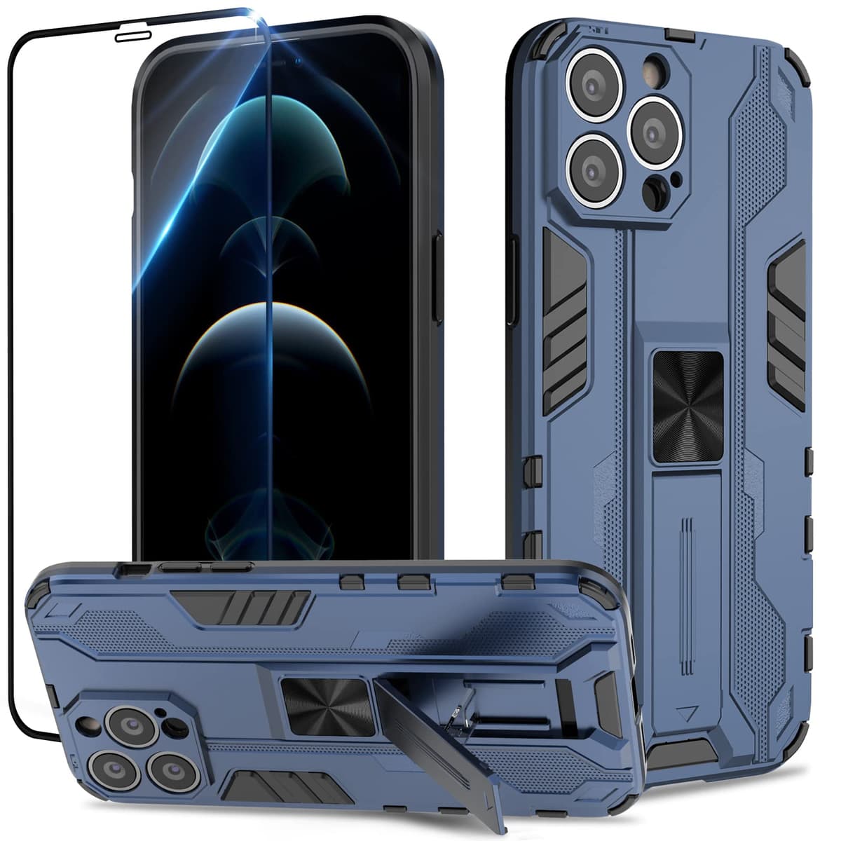 Funda para CMF Phone 2 Pro, Carcasa Antigolpes con Soporte anular metálico, Case Protectora de Grado Militar, Negro — view 1538
