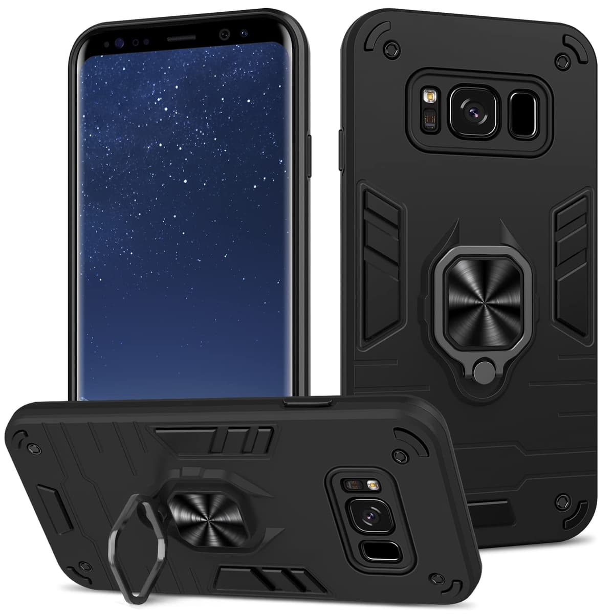 Funda para CMF Phone 2 Pro, Carcasa Antigolpes con Soporte anular metálico, Case Protectora de Grado Militar, Negro — view 1366