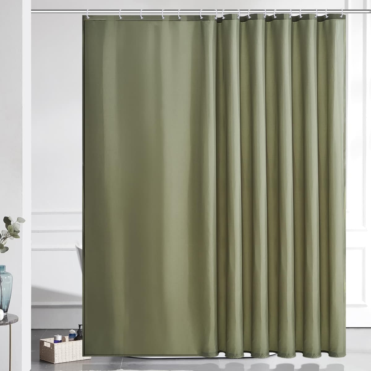 Furlinic Navy Shower Curtain Anti Mould Resistant Waterproof Bathroom Curtains Washable Polyester Fabric 90x180cm with Weight Tape for Bath Wet Room 35x72 Inch. — view 19