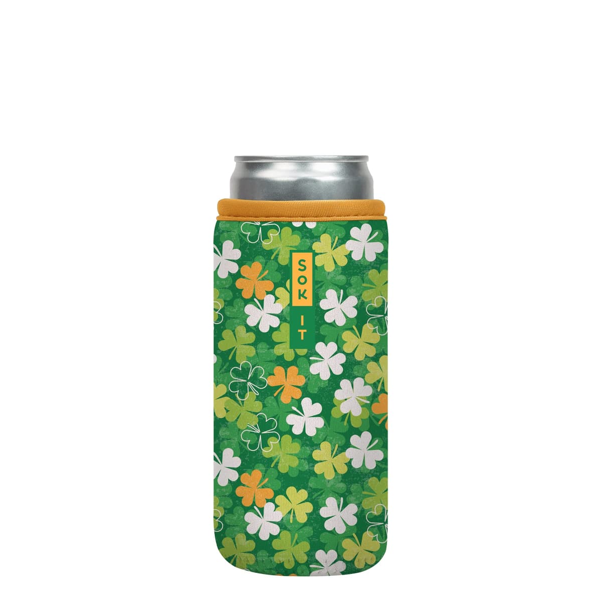 Sok It CanSok Sleeve for Beer & Soda Insulated Neoprene Cover (Luck of the Shamrock, 12oz Slim Can Sleeve)