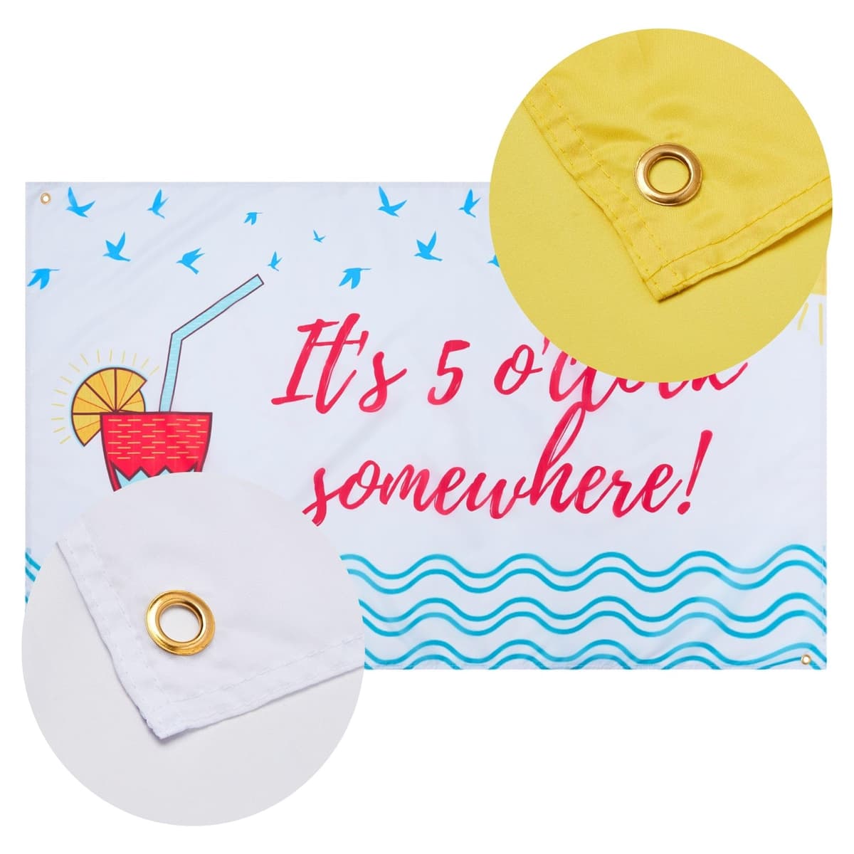 Runesol 5 O'Clock Somewhere Party Flag, 91x152cm, 3ft x 5ft, Premium Quality, Vivid Colours, Inside/Outside Use — view 4