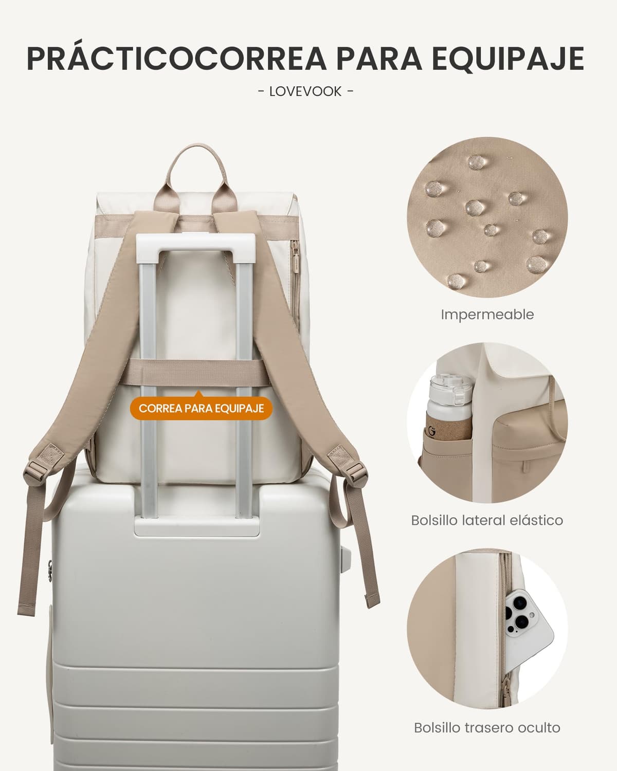 LOVEVOOK Mochila Portatil Mujer 15.6/17 Pulgadas, Mochila Mujer Impermeable Antirrobo con Puerto USB para Universidad Escolares Viaje Trabajo Negocios Profesora — view 5