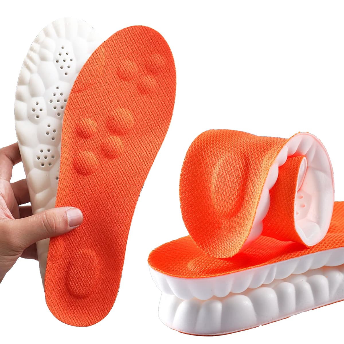 Memory Foam Insoles with Arch Support for Women Men,Comfort Massage Insoles Replacement Shoe Inserts for Trainers Sneakers Sports Shoes Work Boots,Breathable,Shock Absorption (5/5.5UK, Black) — view 8