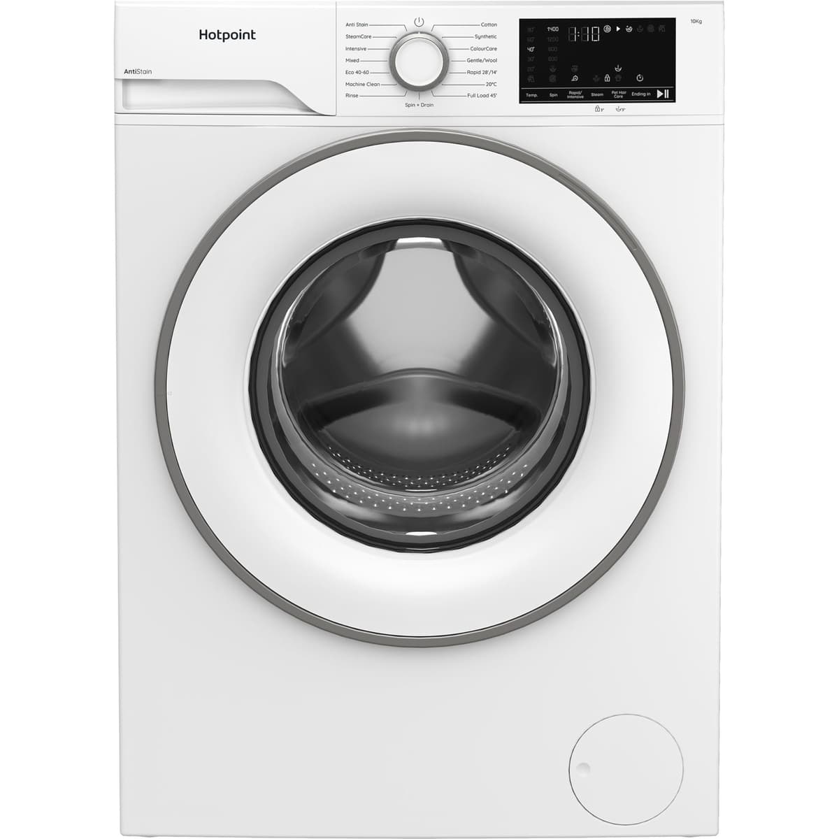 Hotpoint Washing Machine, 10 kg, 1400 RPM, Front Loading, Anti-Stain, SteamCare, Anti-Allergy, A Rated, 84.5x60x58 cm (White)