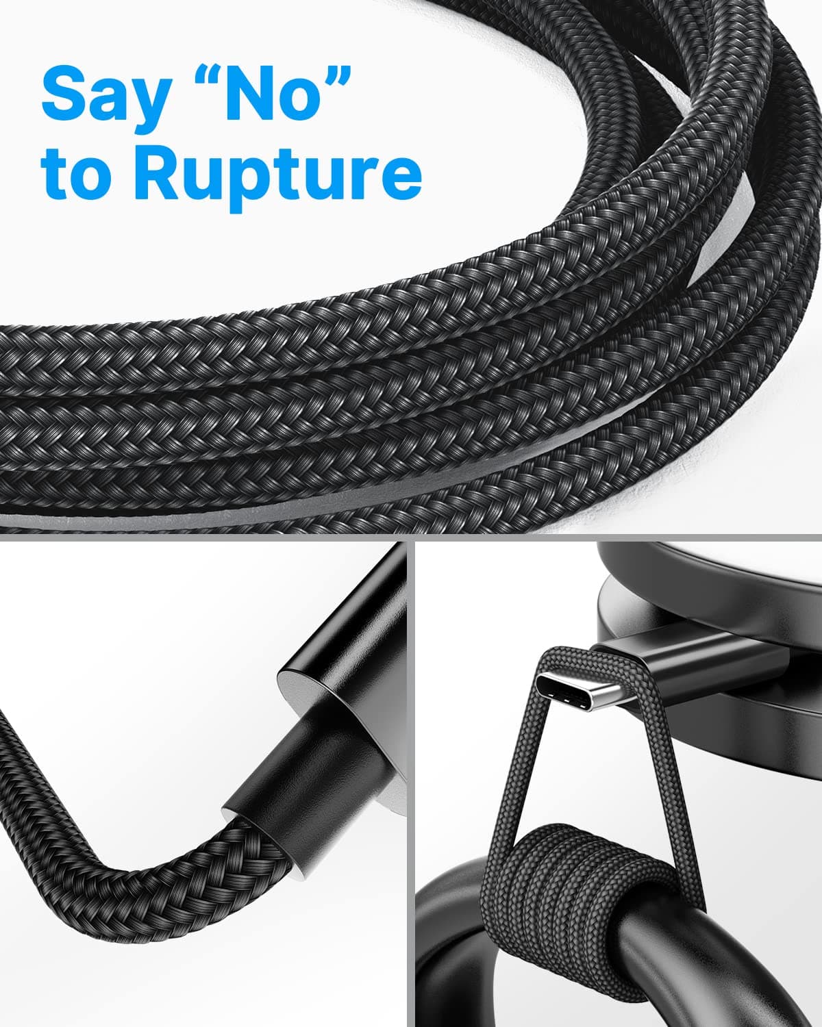 Yosou USB C Charger Cable USB A to USB C Type C Charger Fast Charging 3A Lead Braided for Samsung Galaxy S22 S21 S20,Pixel 8 7 6,PS5,Switch 1M 2Pack Black — view 4