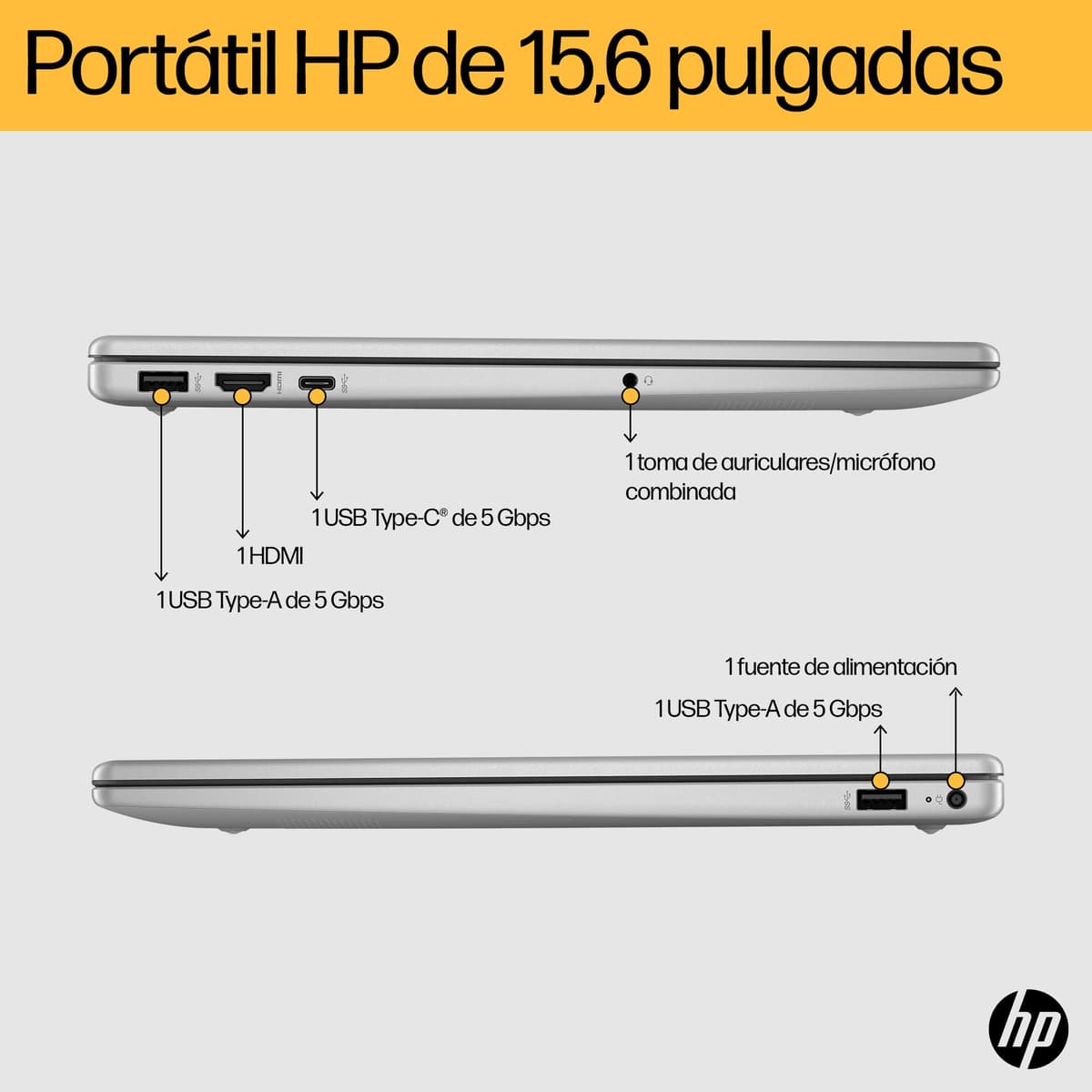 HP 15-fc0243ns - Ordenador portátil de 15.6" FHD (AMD Ryzen 7-7730U, 32 GB RAM, 1TB SSD, AMD Radeon Graphics, Windows 11) Plata y Azul - Teclado QWERTY Español — view 3