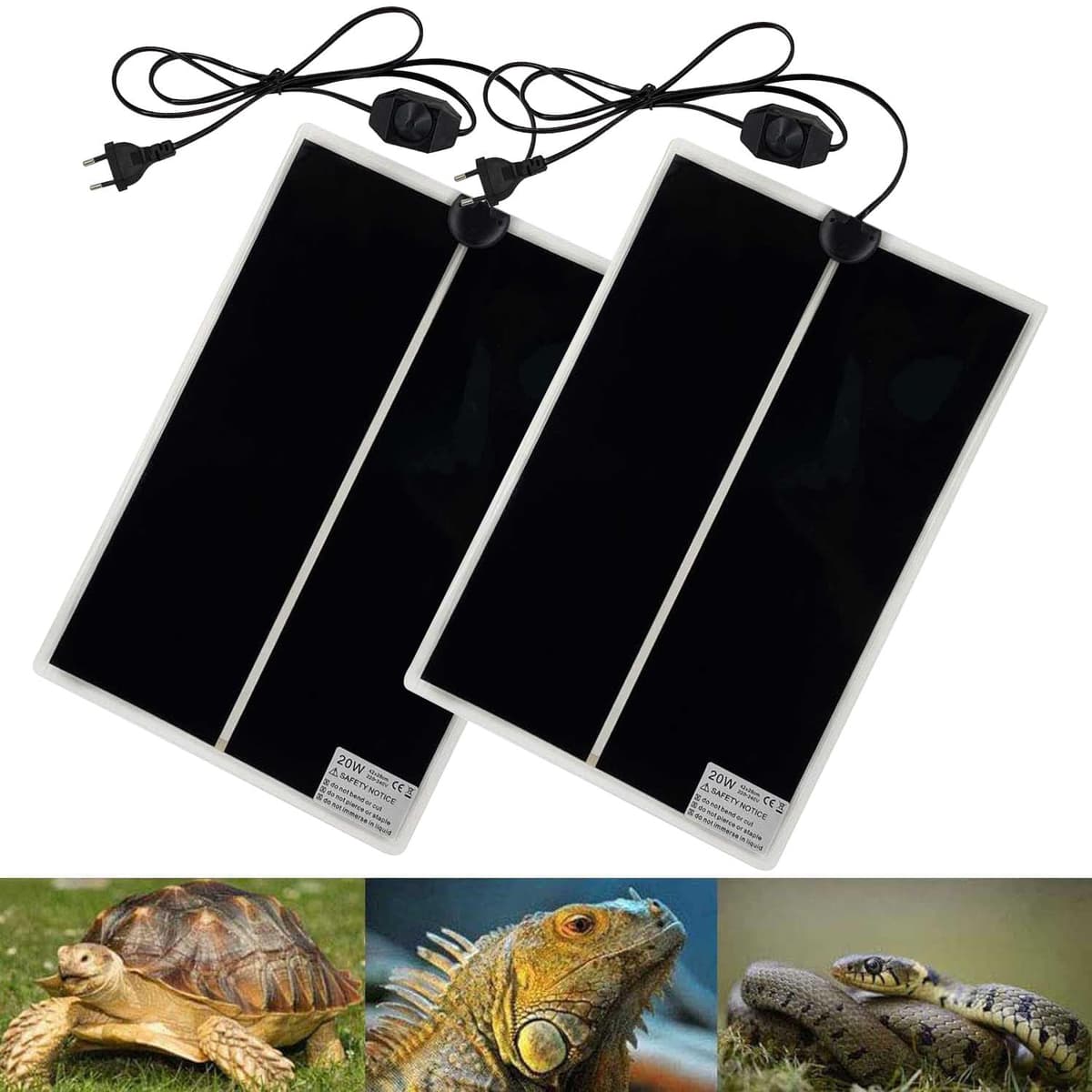 Manta Calefactora para Reptiles, 2 PIEZAS Almohadilla Térmica para Reptiles con Temperatura Ajustable para Reptiles Tortuga Serpientes Lagartos Geckos -Tapetes Térmicos para Terrarios(28x15CM) — view 10