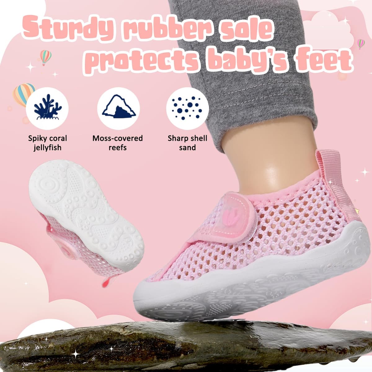 JOINFREE Baby Wide First Walking Shoes Boys Girls Barefoot Shoes Quick-Dry Kids Water Socks for Beach Swim Pool — view 5