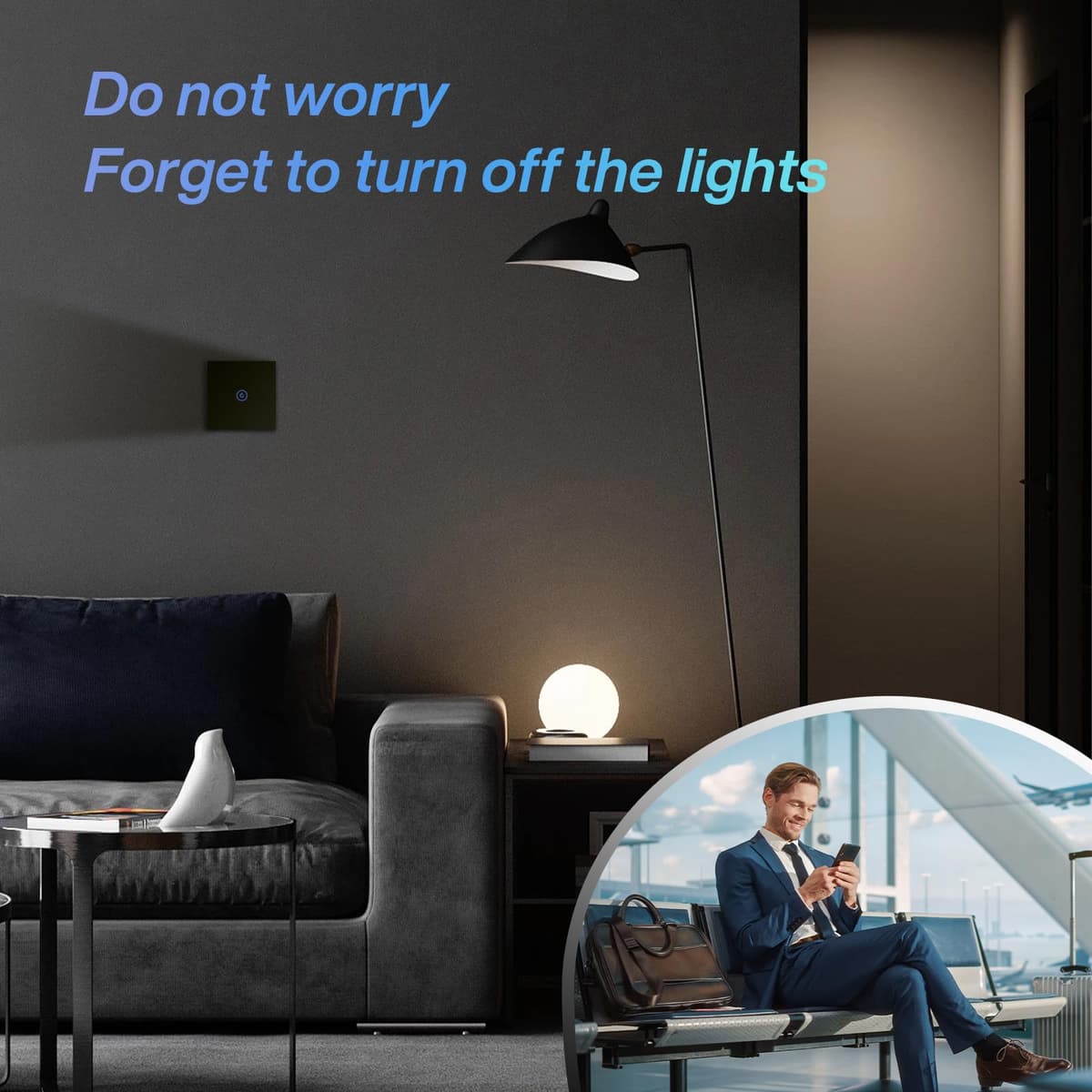 BSEED Interruptor Inteligente WIFI,Interruptores Tactil Con Cristal,Compatible con Alexa,Tuya y Smart Life,Requiere Cable Neutro,2 Gang 1 Vía,86mm Blanco — view 5