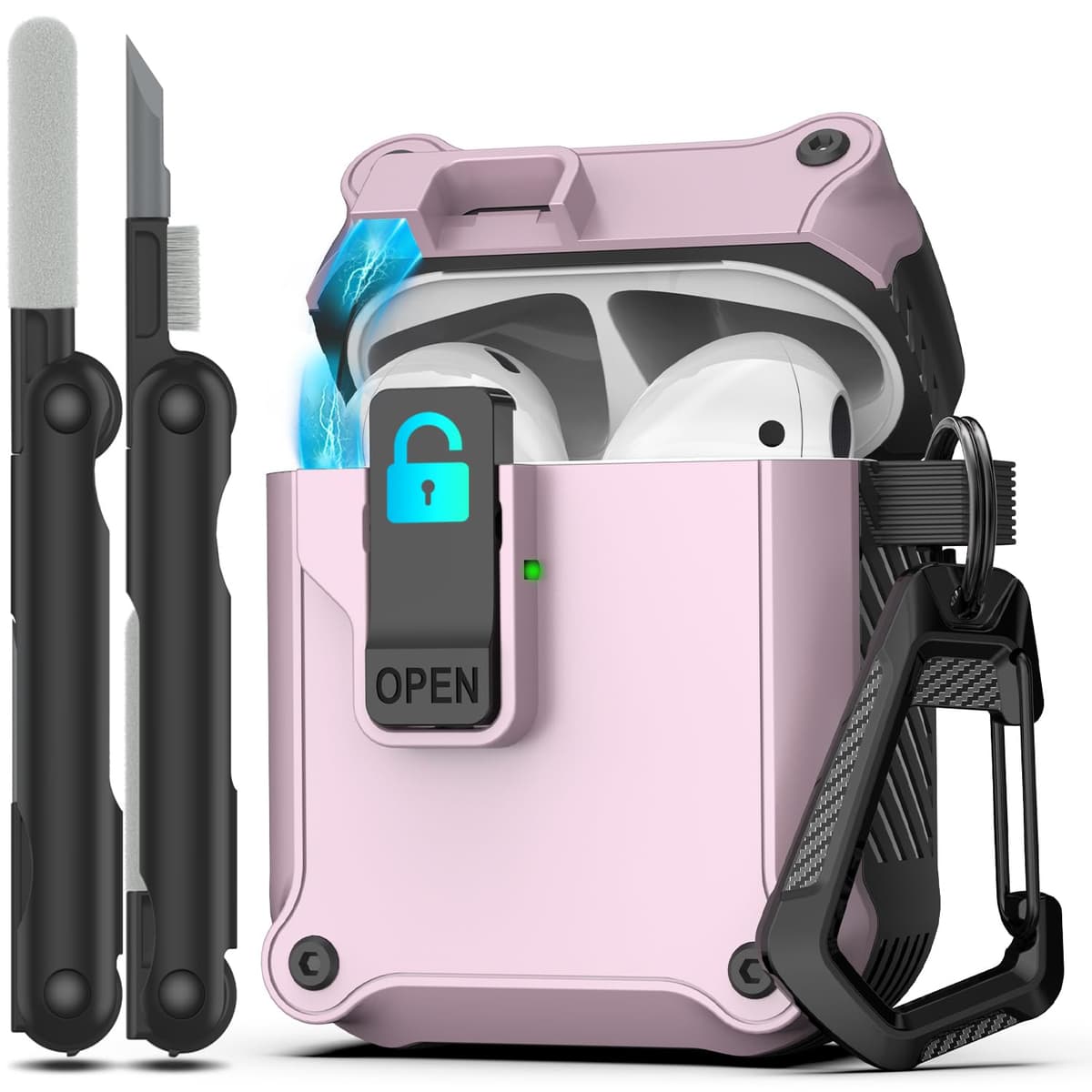 RFUNGUANGO Compatible con Airpods 4 Estuche (2024) con Kit de Limpieza, Clip de Bloqueo Seguro y Estuche de Protección a Prueba de Golpes para Airpods 4ta Generación Lanzamiento 2024,Cielo Estrellado — view 48