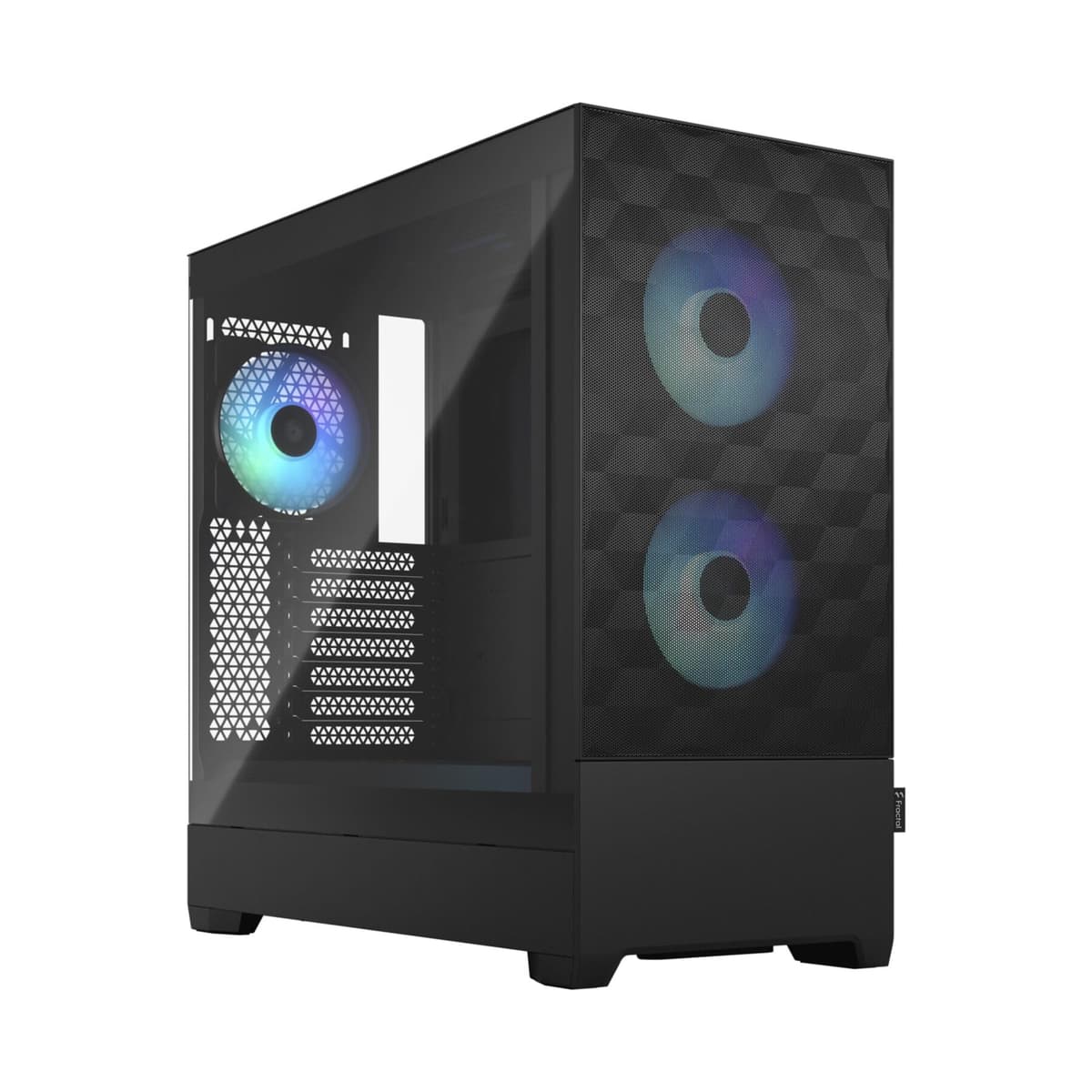 Fractal Design Pop Air RGB Black - Tempered Glass Clear Tint - Honeycomb Mesh Front – TG side panel - Three 120 mm Aspect 12 RGB fans included – ATX High Airflow Mid Tower PC Gaming Case