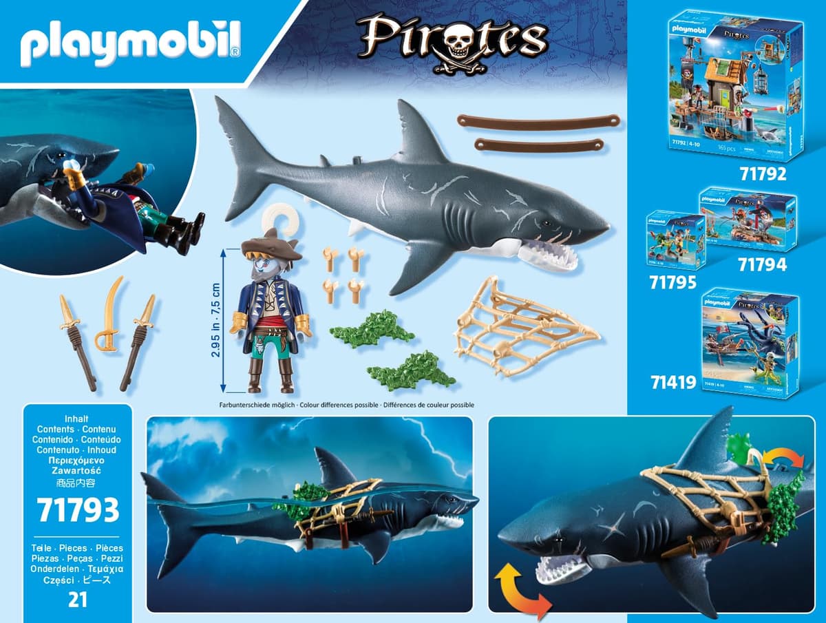 PLAYMOBIL | Pirates | Peligro con el tiburón Gigante | Juguete Pirata | Figuras de Juguete | Juguete para niños y niñas a Partir de 4 años | 71793 — view 2